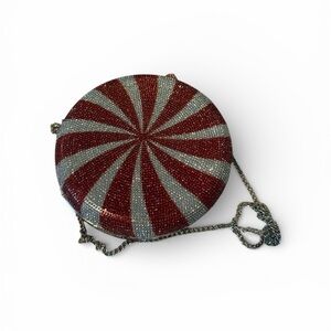 Red and Silver Round Clutch Bag